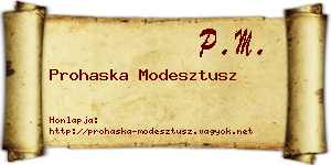 Prohaska Modesztusz névjegykártya